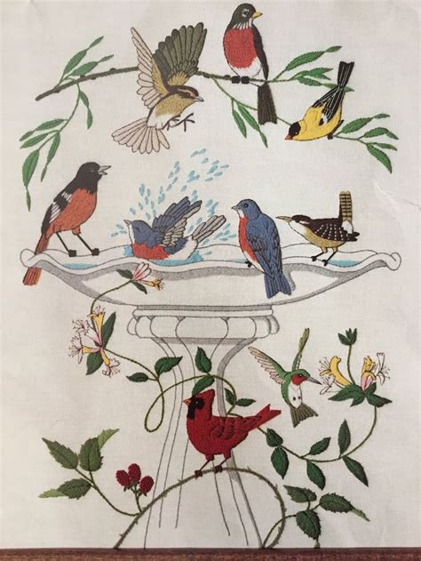 The Birdbath Crewel Embroidery Kit By Dimensions Etsy Australia