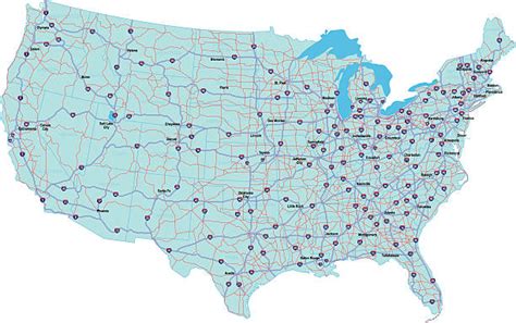 Map Of United States With Interstates Stock Photos Pictures And Royalty
