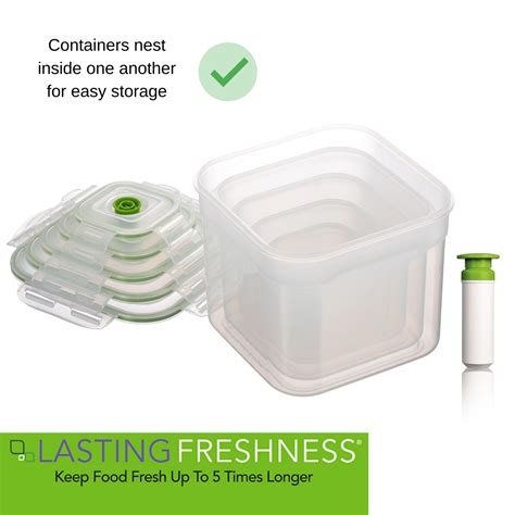 Square Plastic Vacuum Seal Container Set Lasting Freshness