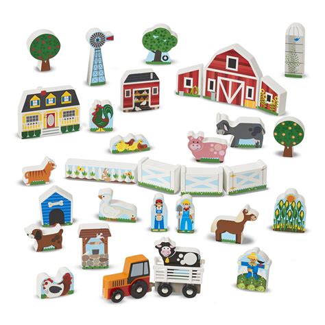 Melissa And Doug Wooden Farm And Tractor Play Set 33 Pcs