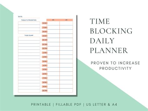 Time Blocking Or Boxing To Organize Your Day Printable Time Block