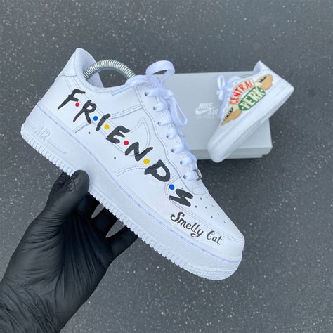 Custom Hand Painted Friends Theme White Nike Air Force 1 Low B Street