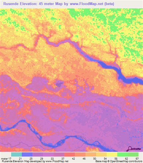 elevation of rusende tanzania elevation map topography contour