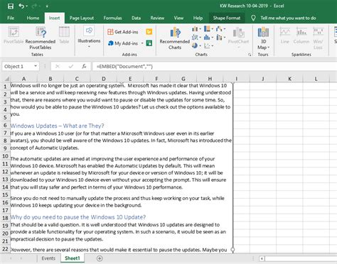 Insert Word Document Into Excel Hot Sex Picture
