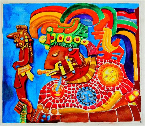 Mayan Wall Relief Painting By Paul Sandilands Fine Art America
