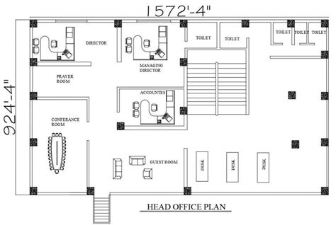 2d Cad Drawing Of Head Office Plan Autocad Software Cadbull