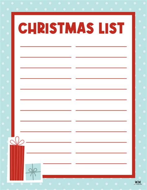 Printable Christmas Lists FREE Printables PrintaBulk