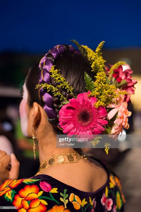 Stock Photo Mexican Woman With Flowers In Hair In Oaxaca Mexico