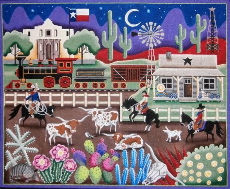 Needlepointus Texas Hand Painted Canvas From Rebecca Wood Hand