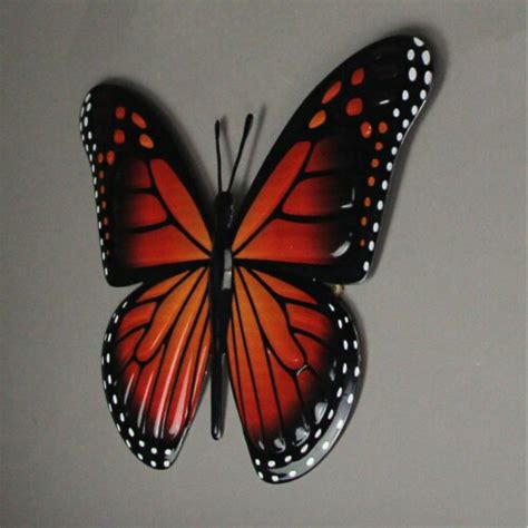 16 Inch Metal Monarch Butterfly Sculpture Wall Hanging Decor Outdoor