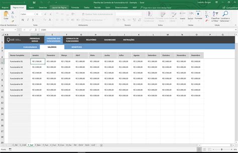 Planilha de Cadastro e Controle de Funcionários em Excel Planilhas