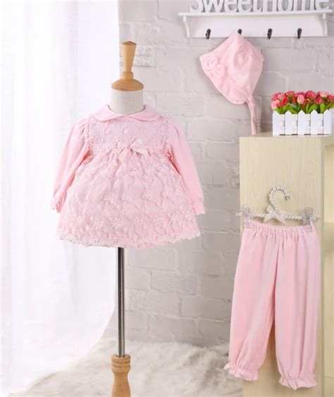 2pcsset Newborn Baby Girl Dress Cotton 1 Year Baby Birthday Dress Long