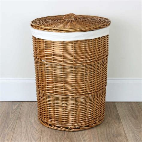 Round Natural Wicker Laundry Basket The Basket Company