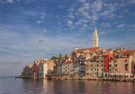 Croatia Istria Rovinj Village On Waterfront Stock Photo Dissolve
