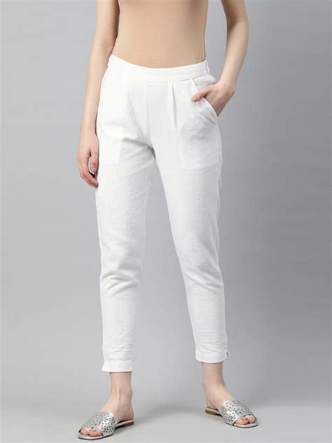 Buy Jaipur Kurti White Cotton Pants For Women Online Tata Cliq