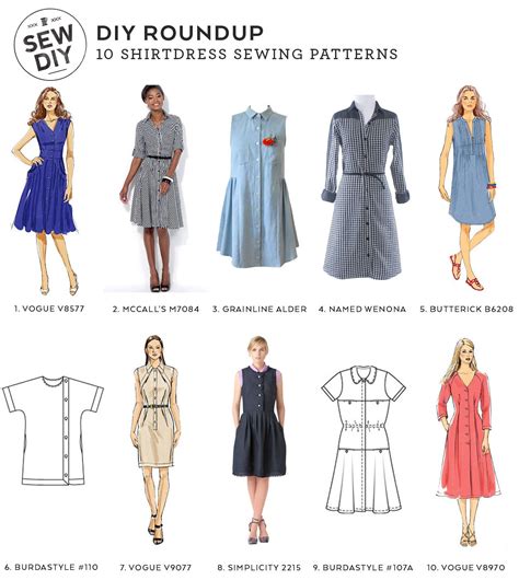 Diy Roundup 10 Shirtdress Patterns — Sew Diy Shirt Dress Pattern