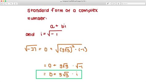 Writing Complex Numbers In Standard Form Worksheet