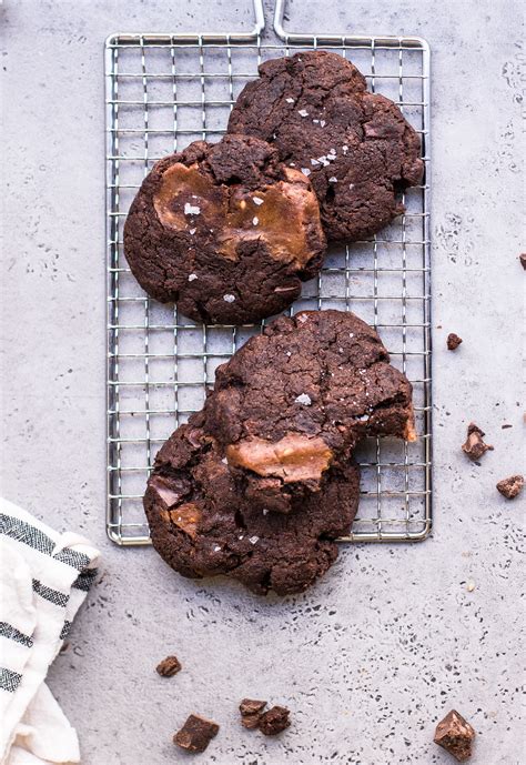 Caramel Stuffed Double Chocolate Cookies By Peanutbutterpluschocolate