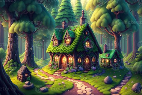 Fantasy House Fairy Tale Little Cottage In Magical Forest By Ai