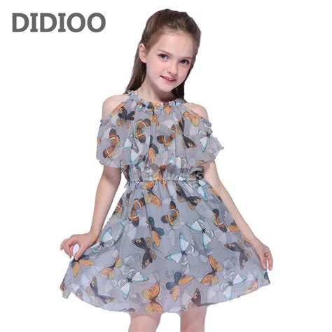 Kids Chiffon Dresses For Girls Summer Off Shoulder Butterfly Dresses