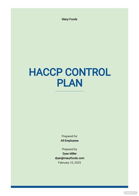 Haccp Food Safety Plan Template Google Docs Word Apple Pages Pdf