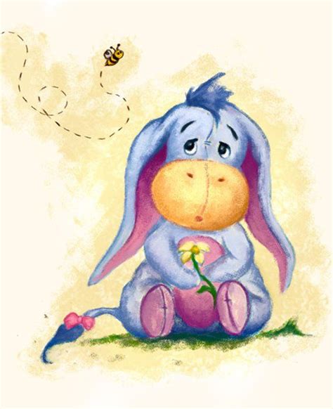 Start drawing winnie the pooh with a pencil sketch. Winnie the Pooh - Baby Eeyore Illustration Art Print ...