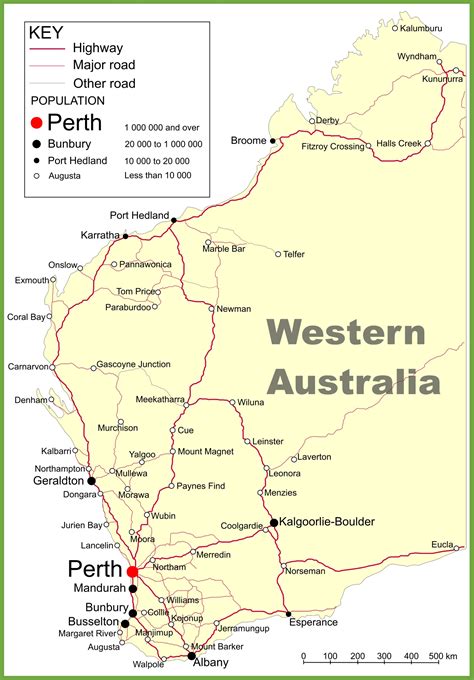 Map Of Western Australia With Cities And Towns Map Of West