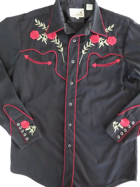 Vintage Roper Co Cowboy Mens Gabardine Shirt Embroidered Etsy