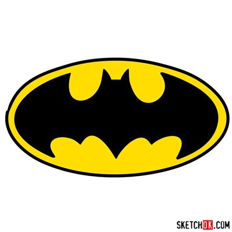 Free lesson online from idrawgirls.com. How to draw Batman Sign - SketchOk - step-by-step drawing ...