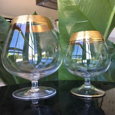 Crystal Brandy Snifters 2pcs Cognac Glasses 24k Gold Rim Etsy