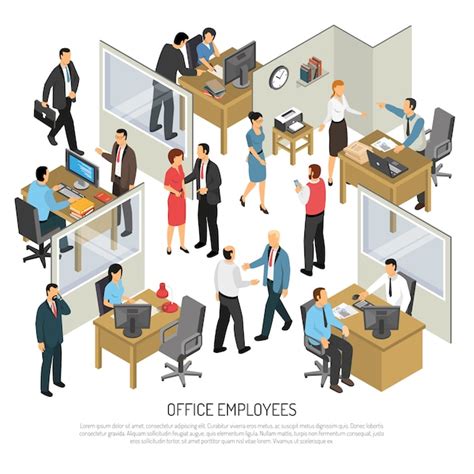 Free Vector Employees In Office Isometric Illustration