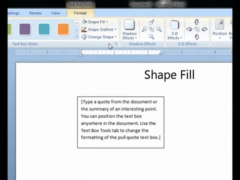 Word 2007 Insert Text Box Basics Youtube