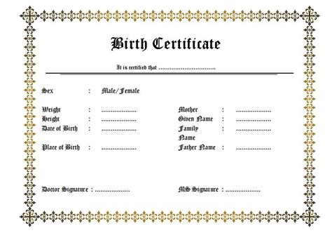 Each blank certificate template has changeable background colors and an option to swap the decoration or remove it all together. Fillable Birth Certificate Template Free 10+ VARIOUS DESIGNS