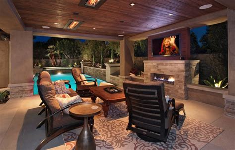 Beautiful Patio Designs With Tvs And Cozy Furniture