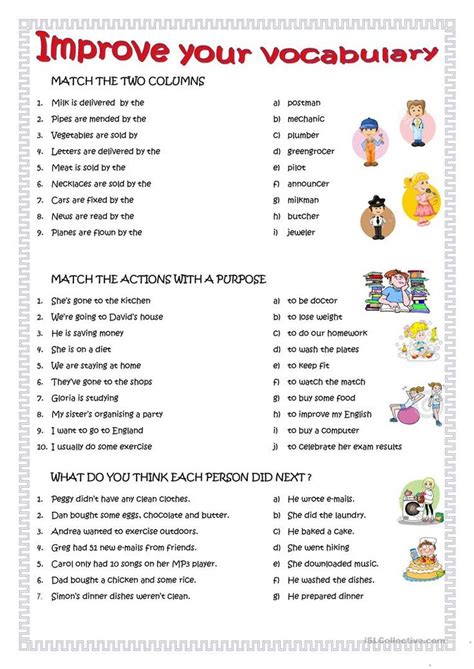 Kids english activities online exercises printable ebooks Improve your English worksheet - Free ESL printable ...