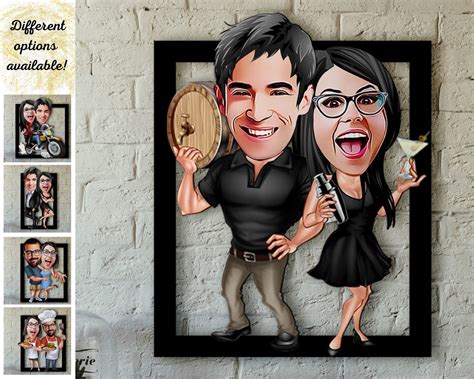 Personalized Couple Caricature Framed Printing Caricature Etsy