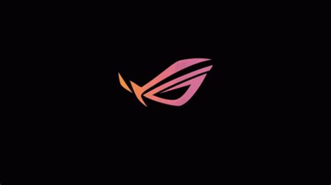 The Asus Logo Is Shown In Pink And Orange On A Black Background With