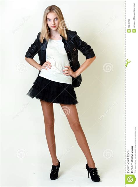 Girl In Leather Jacket Stock Image Image Of Beautiful