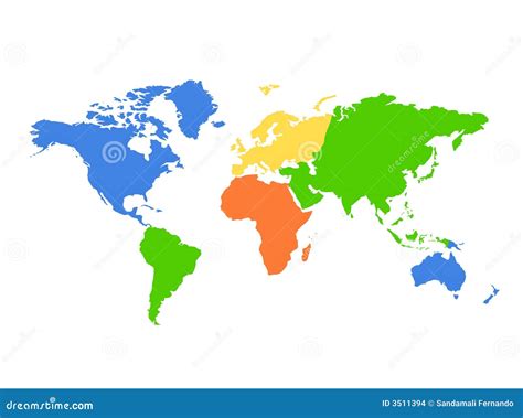 World Map With Colorful Continents Stock Vector Illus