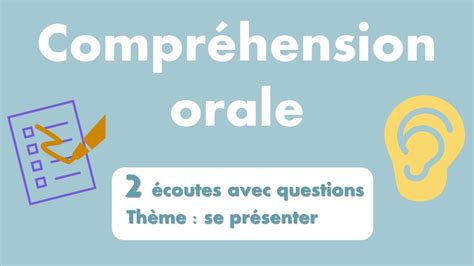 Compréhension Orale A1 Se Présenter En Français Youtube
