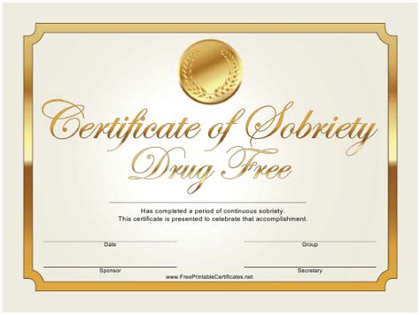 Certificate Of Sobriety Templates Pdf Download Fill And Within