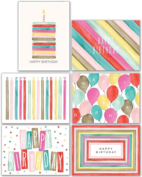 Feela birthday cards, 160 pack 40 designs happy birthday card assorted bulk with 160 blank envelopes 168 pieces of stickers 6 washi. Amazon.com : Watercolor Bulk Birthday Cards Assortment ...