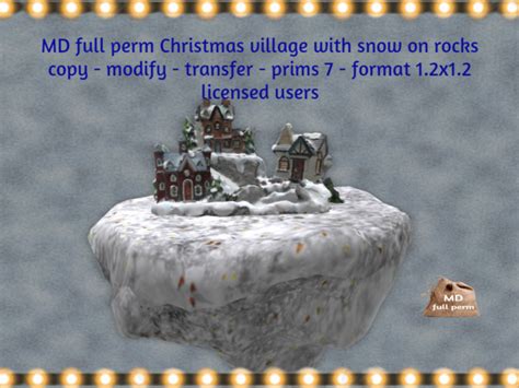 Second Life Marketplace Md Full Perm Christmas Village With Snow On Rocks