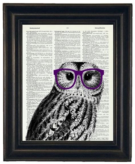 Owl Print Owl With Glasses Owl Art Print Owl Decor Owl Head Etsy