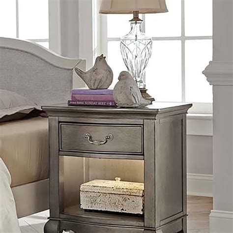 Kensington Antique Silver Nightstand With Lights Modern And Contemporary