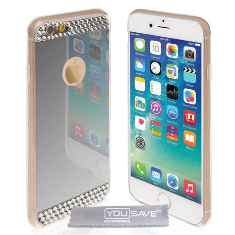 Yousave Accessories Iphone 6 And 6s Mirror Diamond Case Silver
