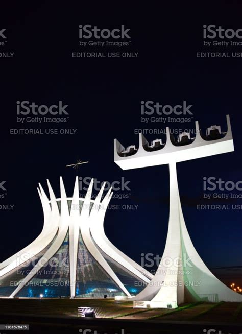 Cathedral Of Brasilia At Night Brasilia Brazil Stock Photo Download