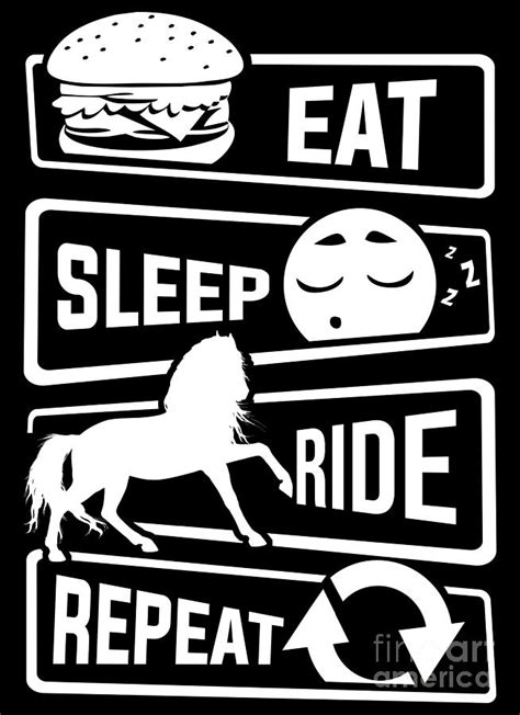 Eat Sleep Ride Repeat Rider Riding Horse Saddel Digital