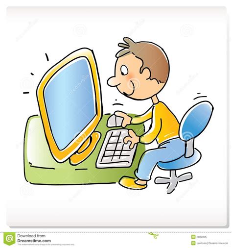 Kid With Computer Stock Vector Image Of Indoor Connected
