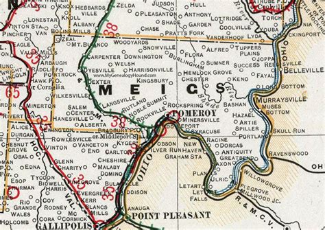 Meigs County Ohio 1901 Map Pomeroy Racine Middleport Syracuse